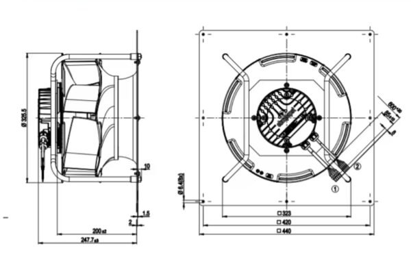 Fan Tubeaxial K3G310-RR05-H2 230VAC Centrifugal Fan